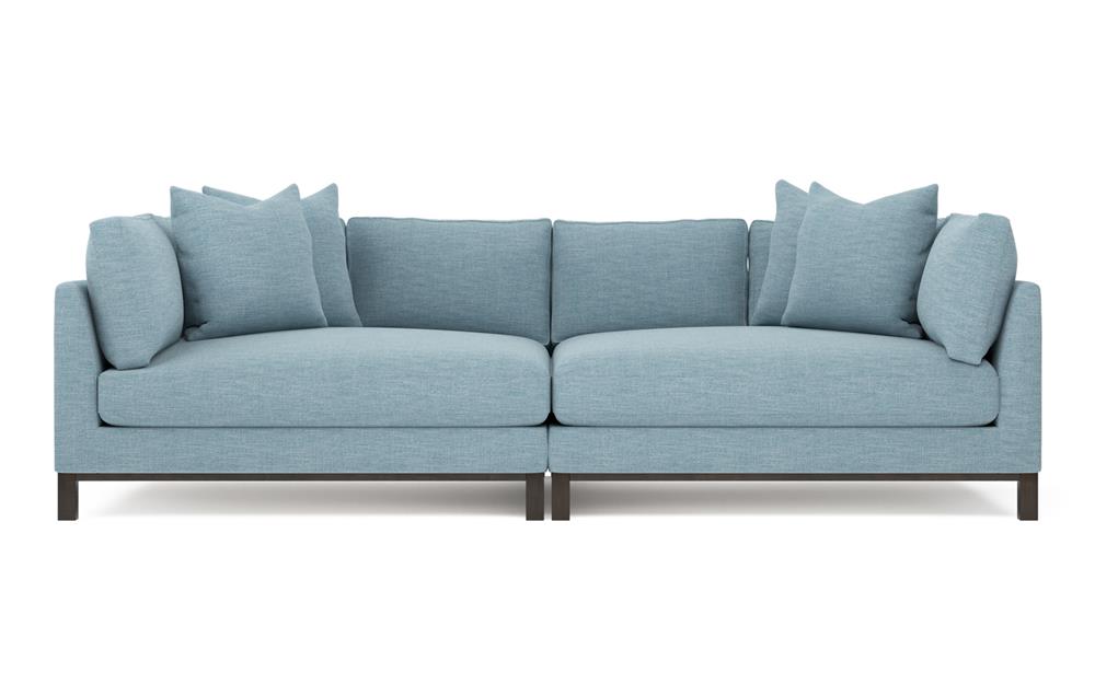 Adelle Eggshell Blue Performance Double Bumper Sectional - 116&quot;|