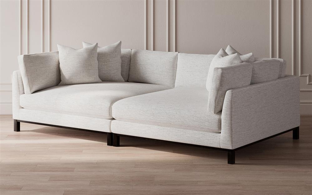 Adelle Eggshell Blue Performance Double Bumper Sectional - 116&quot;|