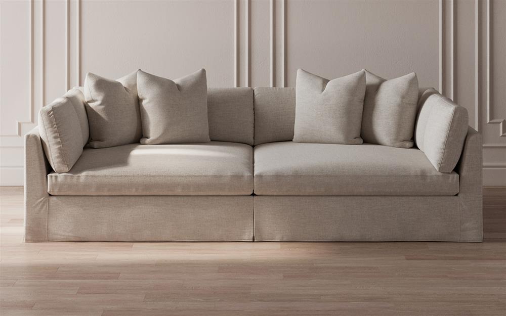 Adelle Sea Salt Performance Slipcovered Double Bumper Sectional - 116"|