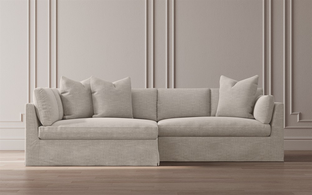 Adelle Sea Salt Performance Slipcovered Bumper Sectional - Left Bumper - 116"|