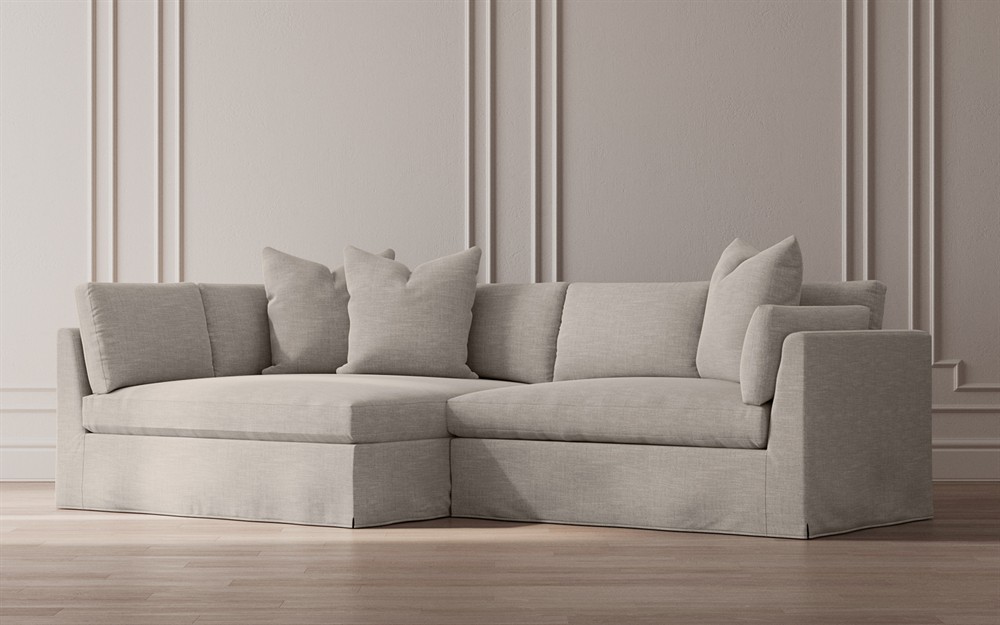Adelle Sea Salt Performance Slipcovered Bumper Sectional - Left Bumper - 116"|