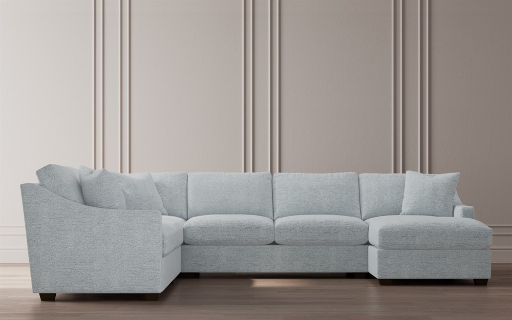 Avery Heathered Ivory Performance U-Chaise Sectional - Right Chaise - 145&quot;|