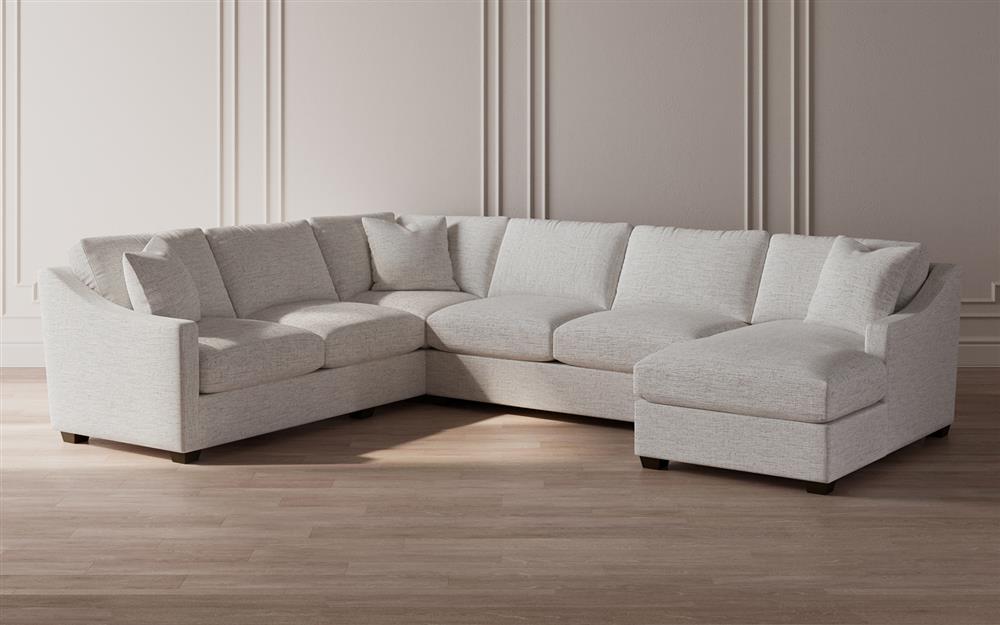 Avery Heathered Ivory Performance U-Chaise Sectional - Right Chaise - 145&quot;|