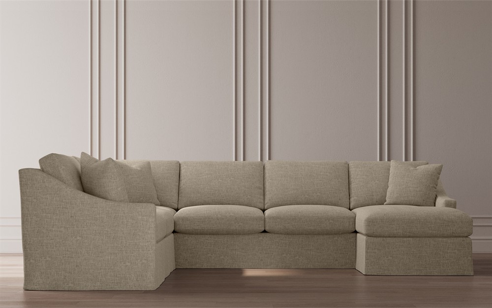 Avery Sea Salt Performance Slipcovered U-Chaise Sectional - Right Chaise - 145"|