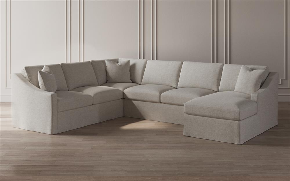 Avery Sea Salt Performance Slipcovered U-Chaise Sectional - Right Chaise - 145"|