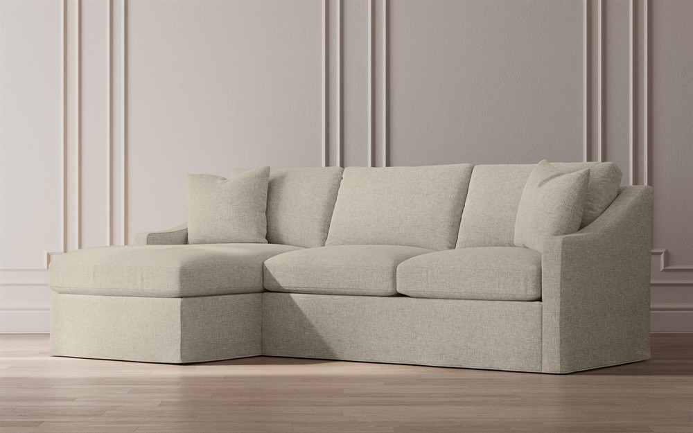 Avery Sea Salt Performance Slipcovered Chaise Sectional - Left Chaise - 110&quot;|