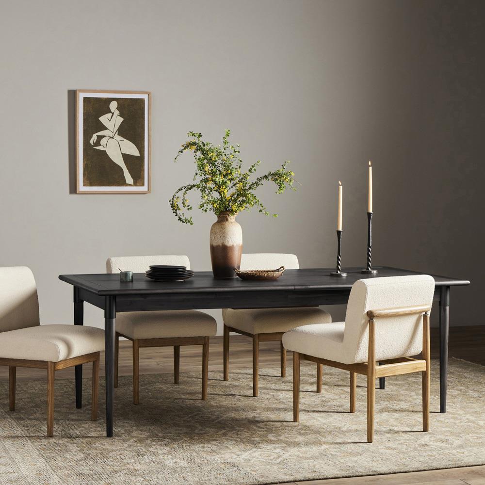 Hayden Modern Black Mango Wood Rectangular Extendable Dining Table - 84-104"|