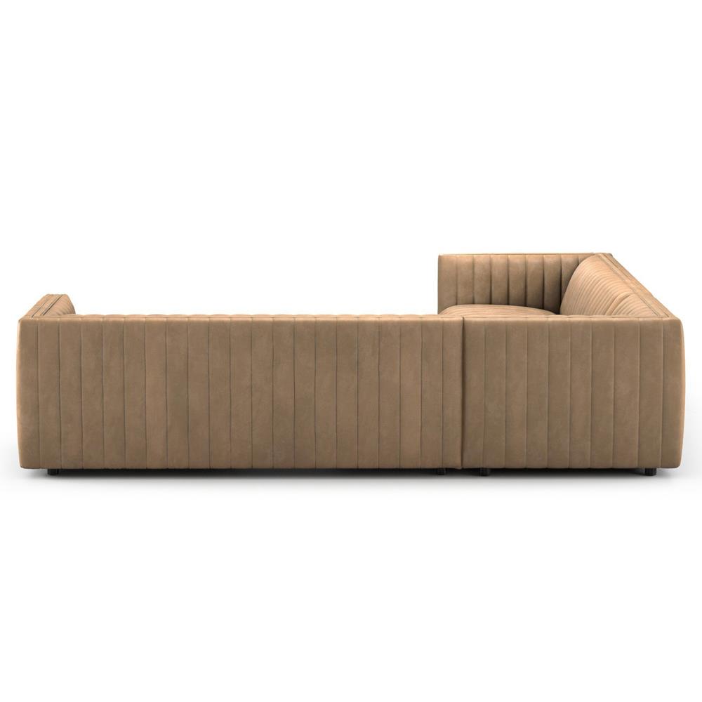 Leo Modern Classic Taupe Leather Channel Tufted Corner Sectional - 106"|