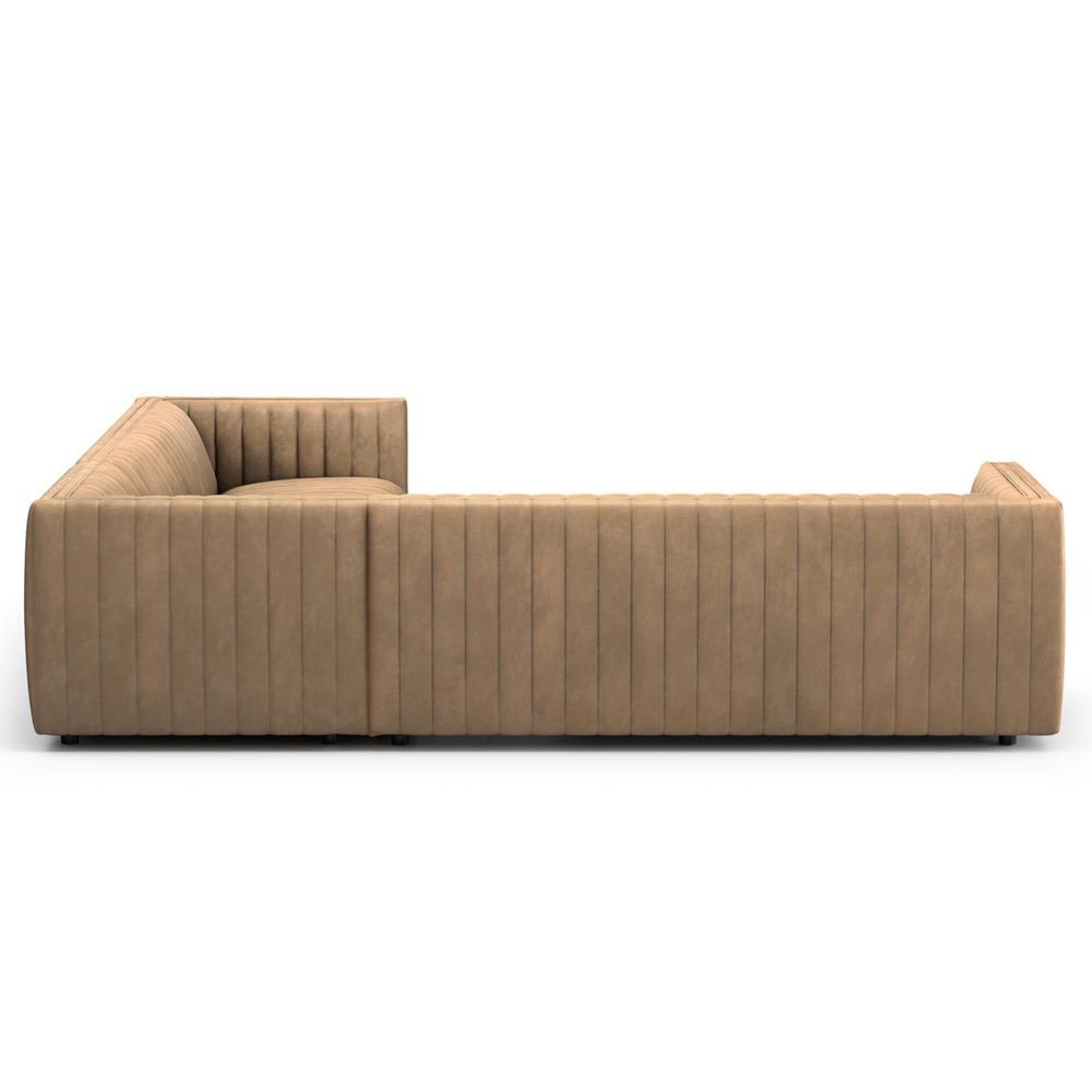Leo Modern Classic Taupe Leather Channel Tufted Corner Sectional - 106"|
