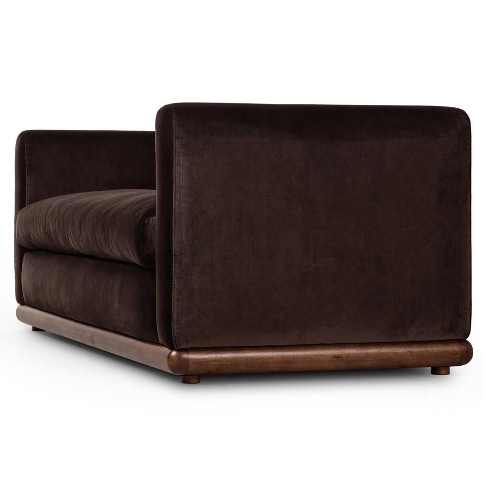 Jordane Mid Century Modern Dark Brown Velvet Sofa - 83"|