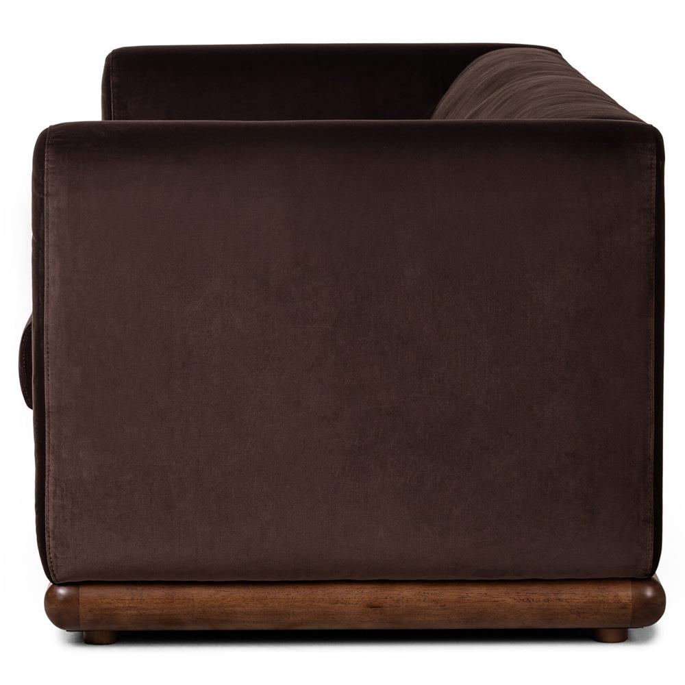 Jordane Mid Century Modern Dark Brown Velvet Sofa - 83"|