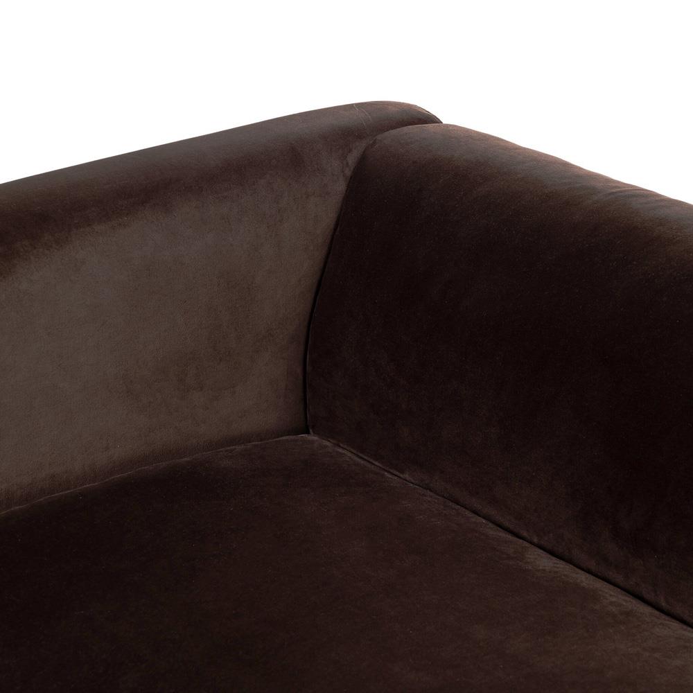 Jordane Mid Century Modern Dark Brown Velvet Sofa - 83"|