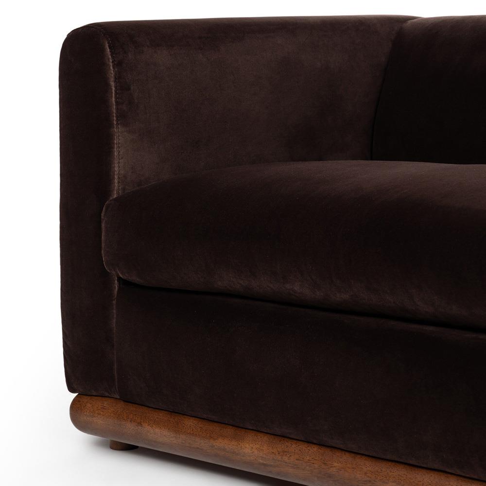 Jordane Mid Century Modern Dark Brown Velvet Sofa - 83"|