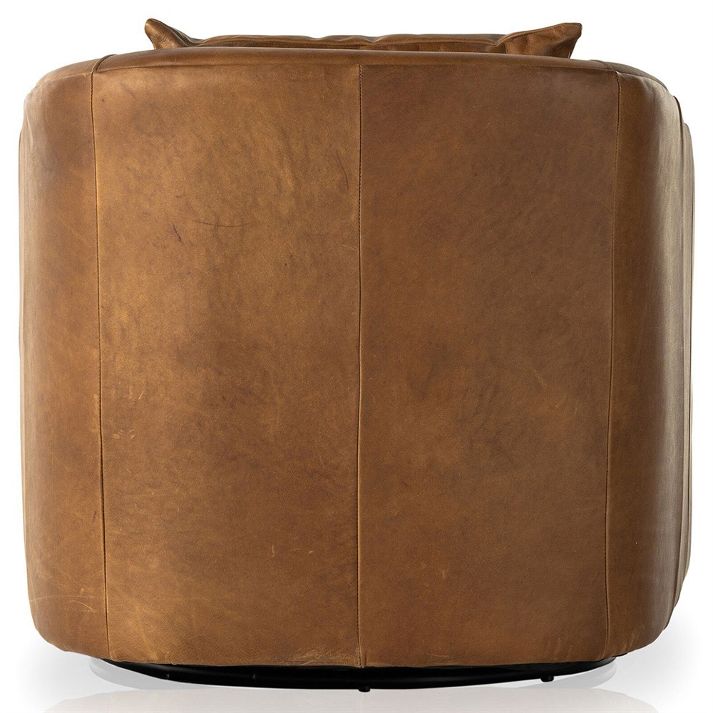 Perrin Modern Classic Brown Leather Swivel Chair|