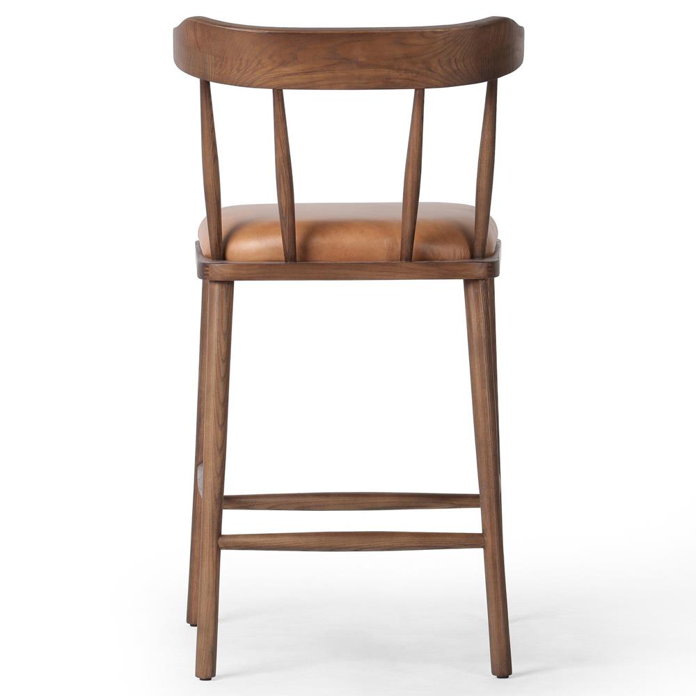 Bella Modern Classic Brown Leather Windsor Counter Stool|