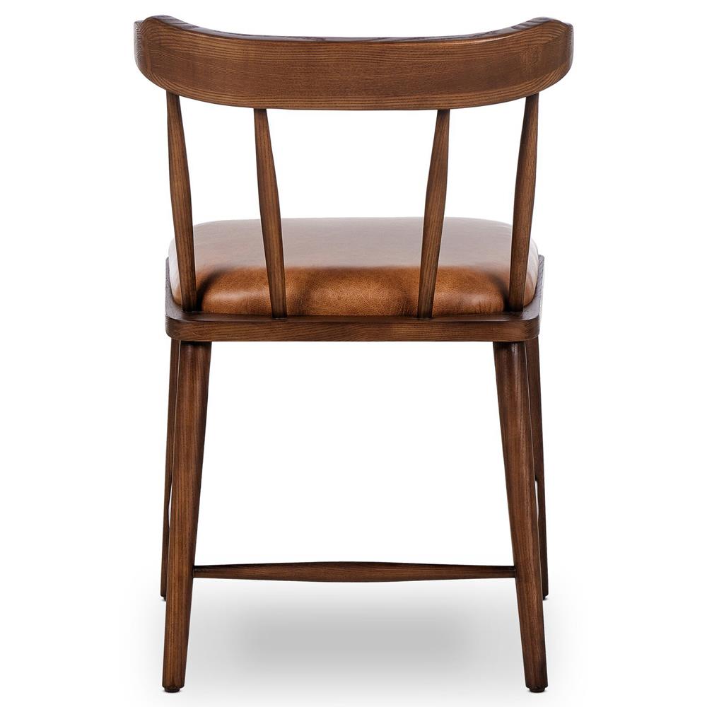 Bella Modern Classic Brown Leather Windsor Dining Side Chair|