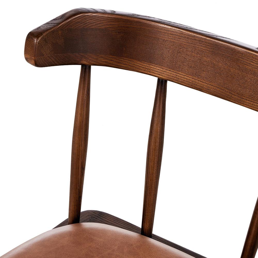 Bella Modern Classic Brown Leather Windsor Dining Side Chair|