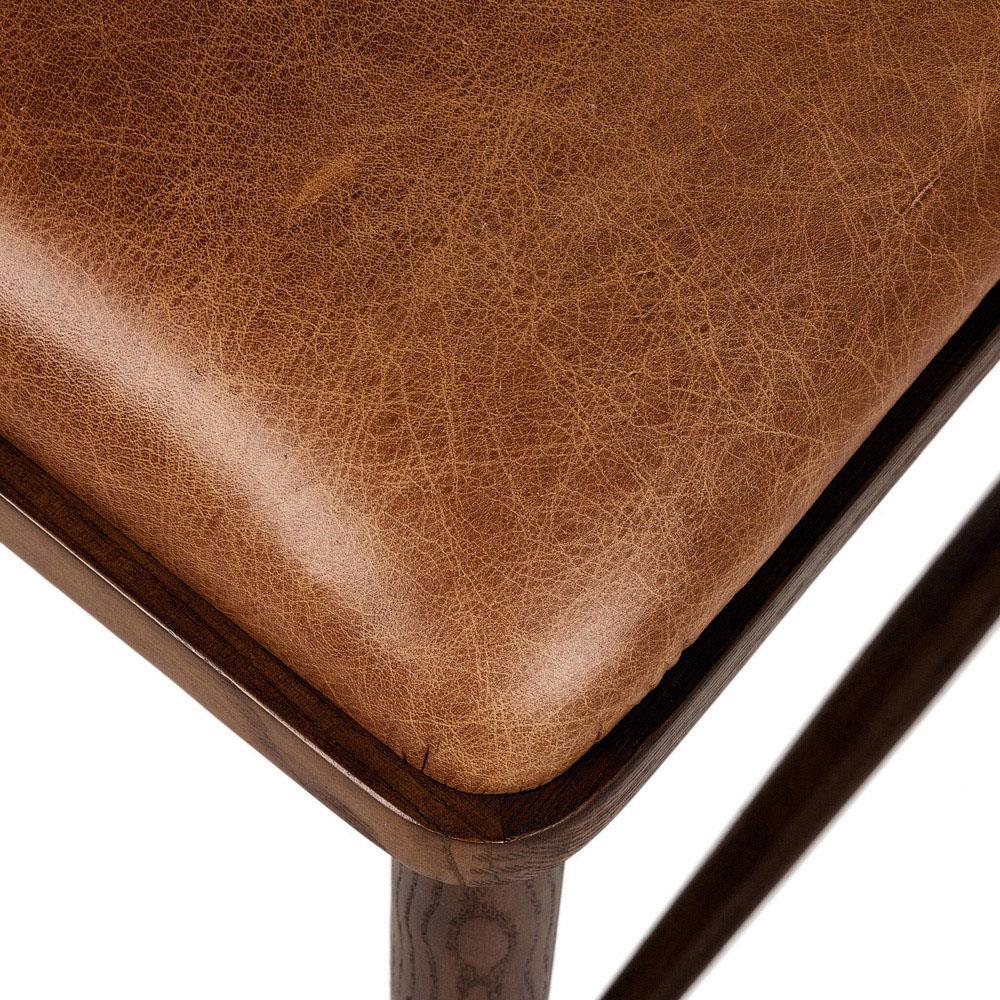 Bella Modern Classic Brown Leather Windsor Dining Side Chair|