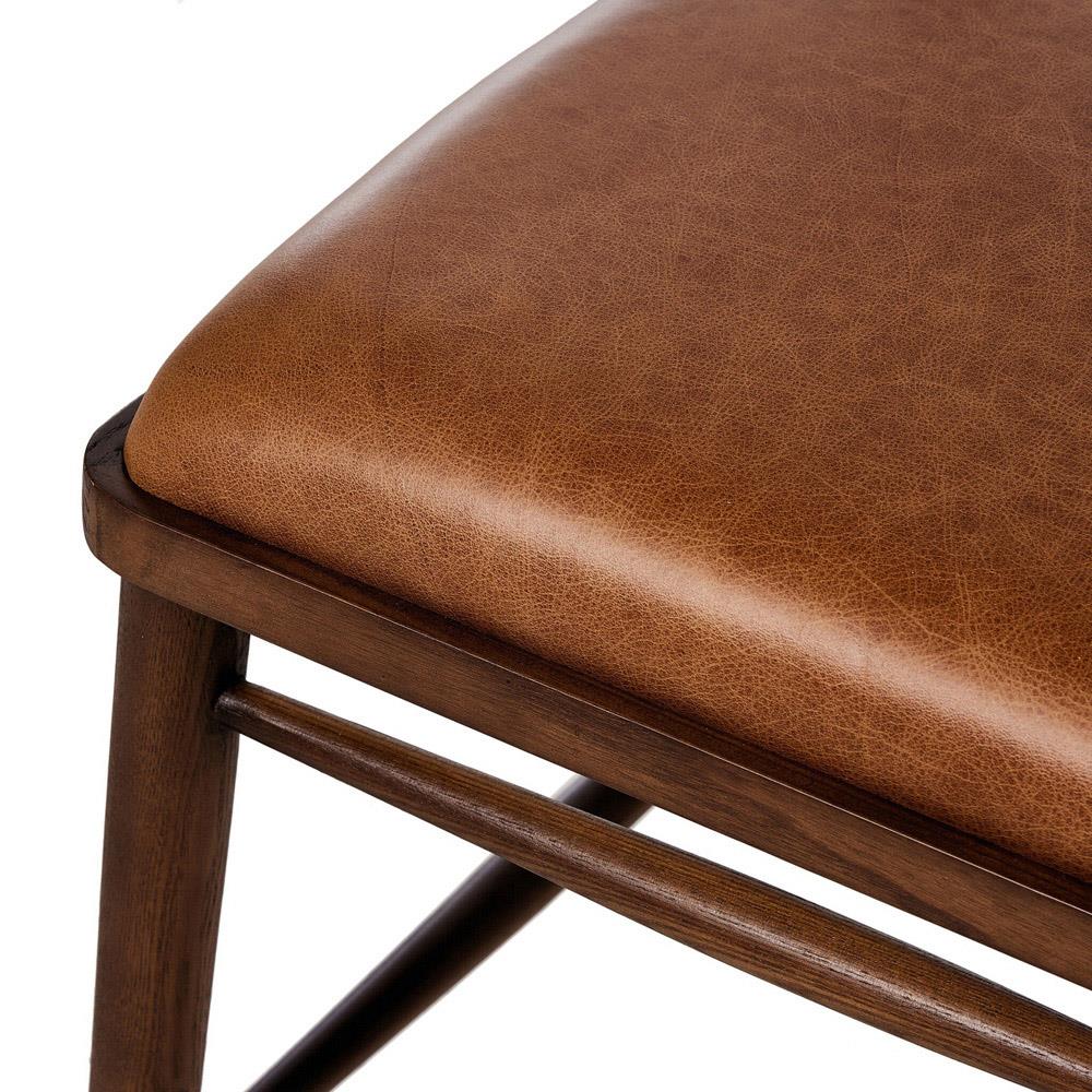 Bella Modern Classic Brown Leather Windsor Dining Side Chair|