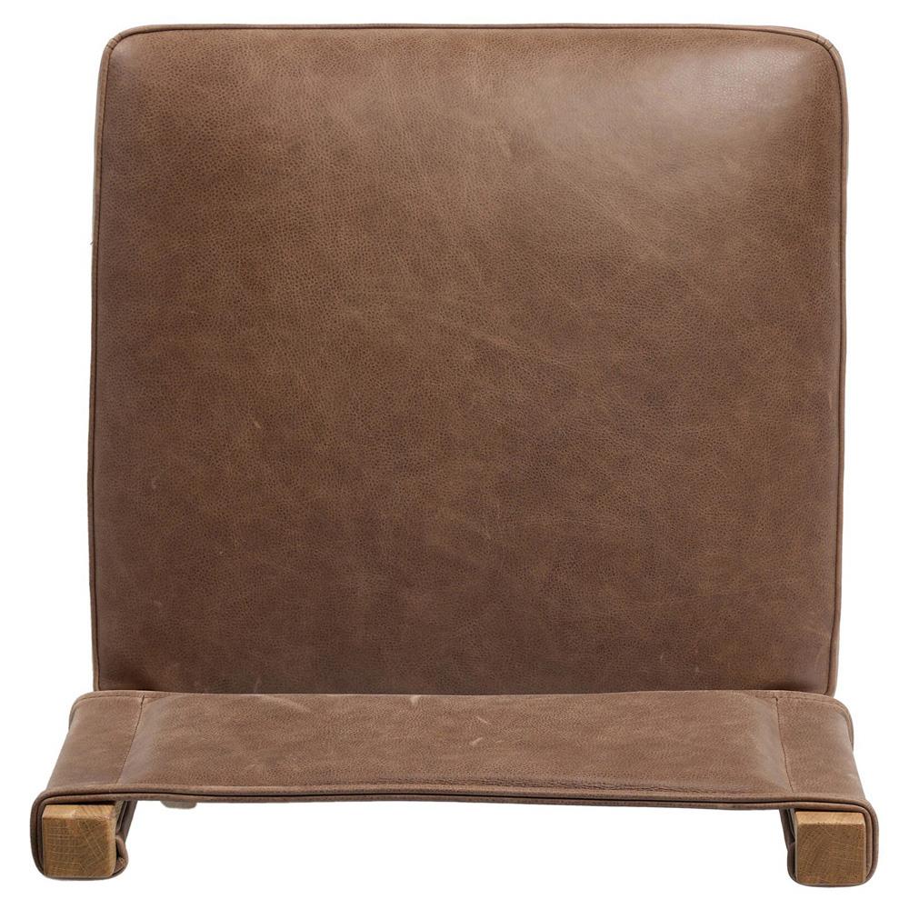 Ely Rustic Lodge Brown Leather Oak Dining Side Chair|