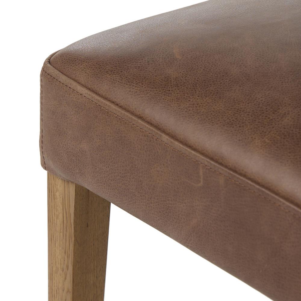 Ely Rustic Lodge Brown Leather Oak Dining Side Chair|