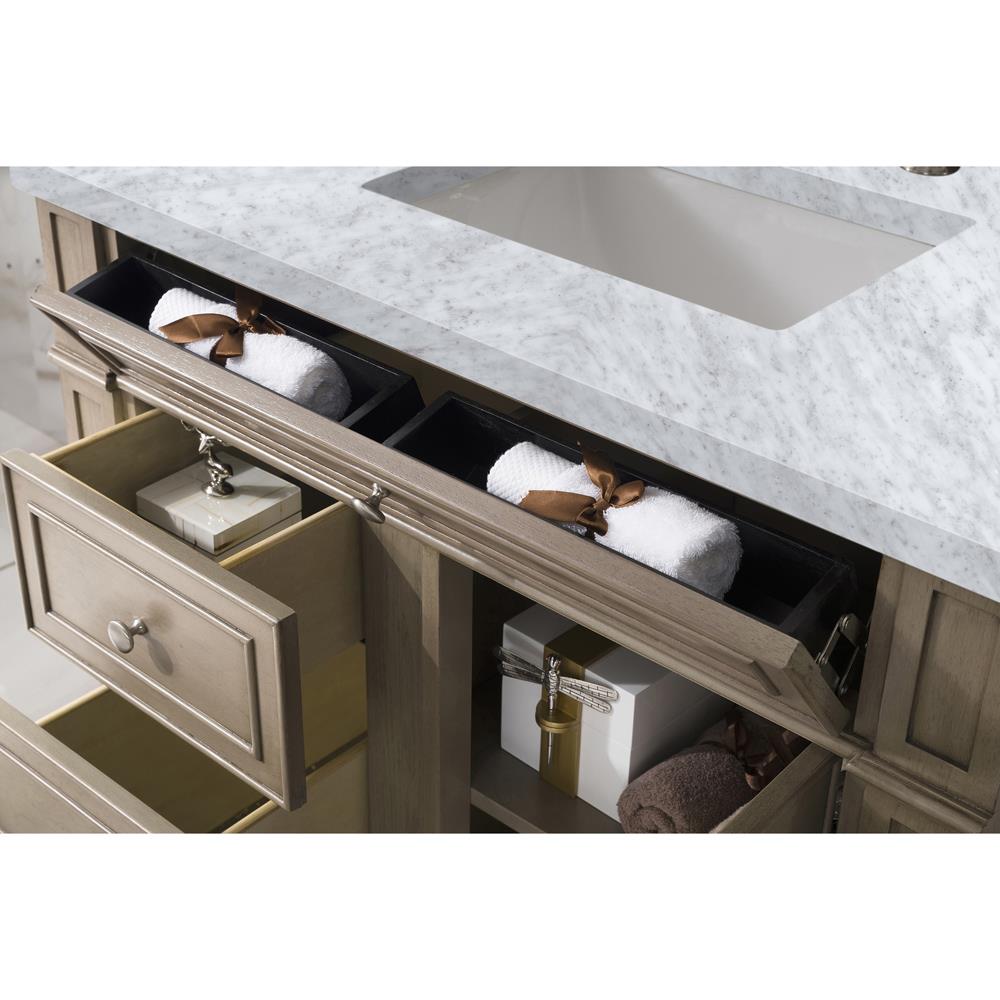 Fynn French Country Carrara Marble Whitewashed Wood Vanity Sink - 36"|
