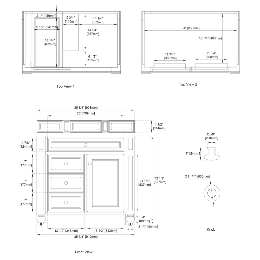 Fynn French Country Carrara Marble Whitewashed Wood Vanity Sink - 36"|