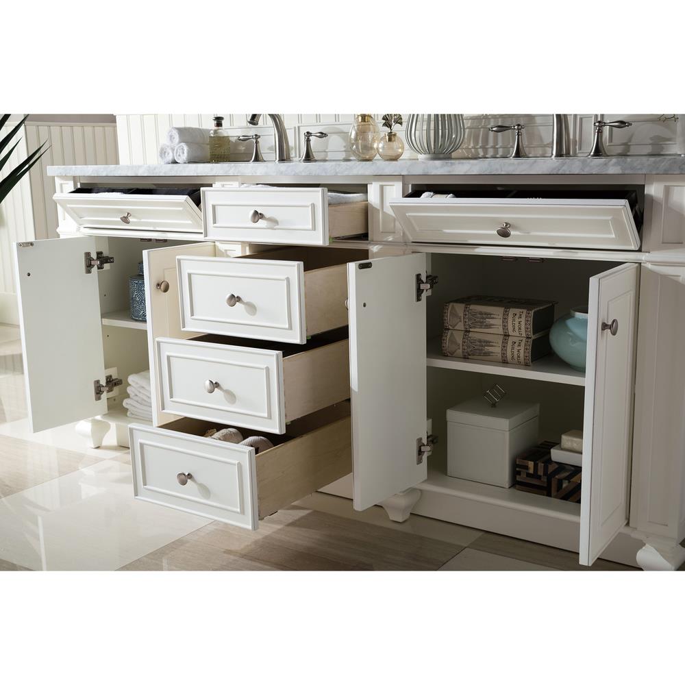 Fynn French Country Carrara Marble White Wood Double Vanity Sink - 72"|