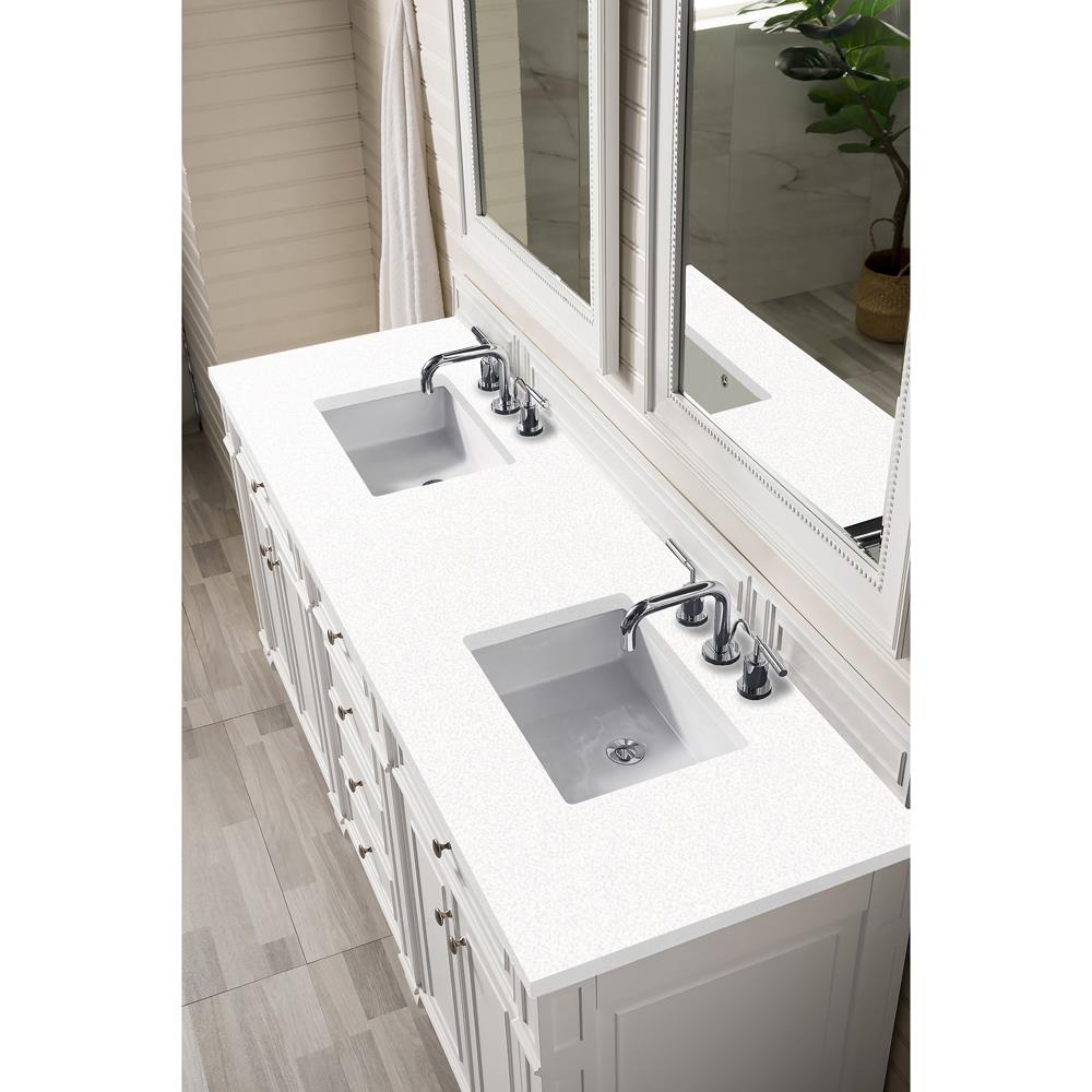 Fynn French Country White Zeus Quartz White Wood Double Vanity Sink - 72"|