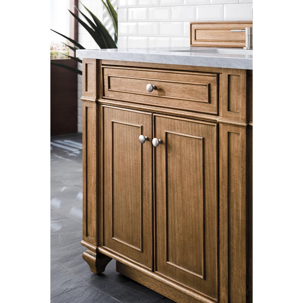 Fynn French Country Carrara Marble Brown Wood Double Vanity Sink - 72"|