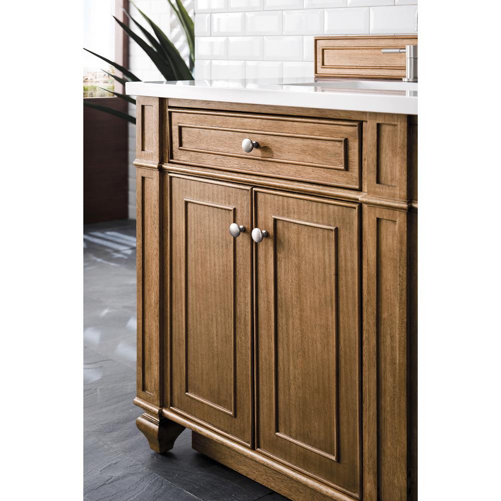 Fynn French Country White Zeus Quartz Brown Wood Double Vanity Sink - 72"|