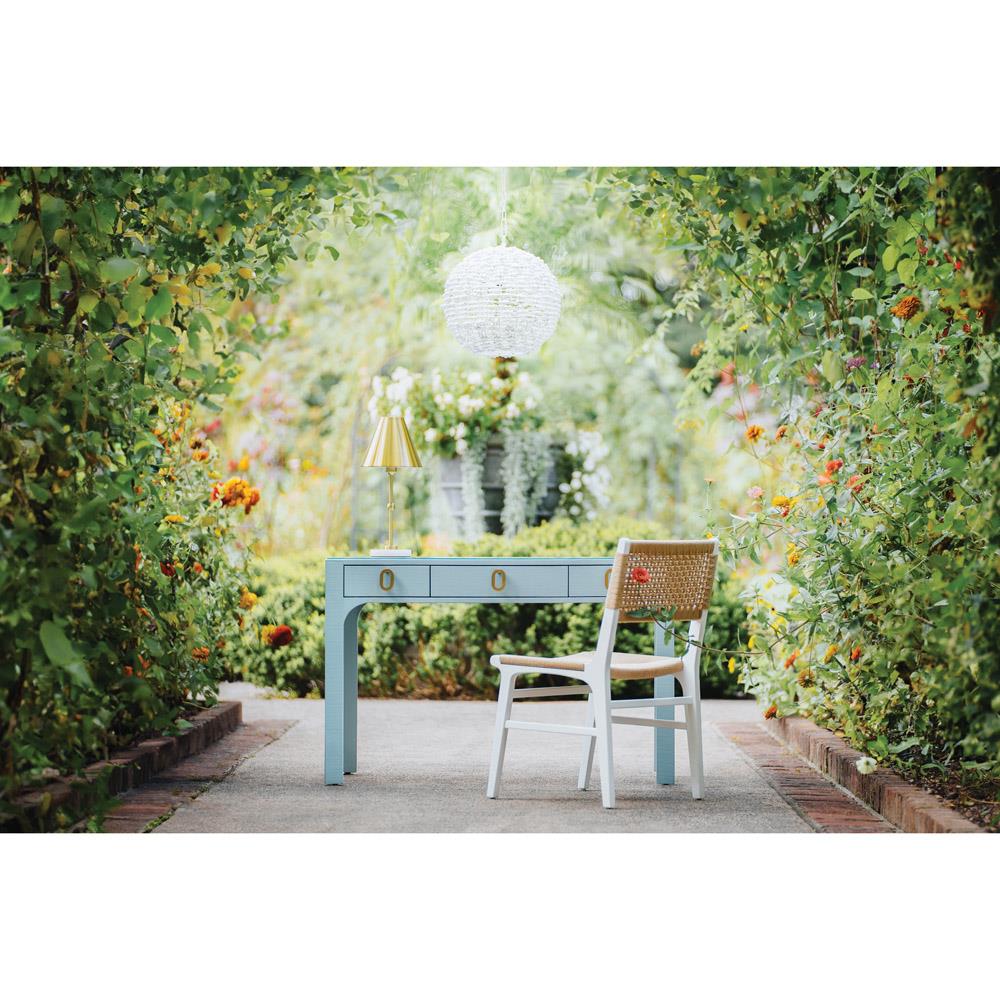 ヴィンテージ　ウィッカーデスク　パステル Worlds Away Gladys Modern Classic Light Blue Linen Desk | Kathy