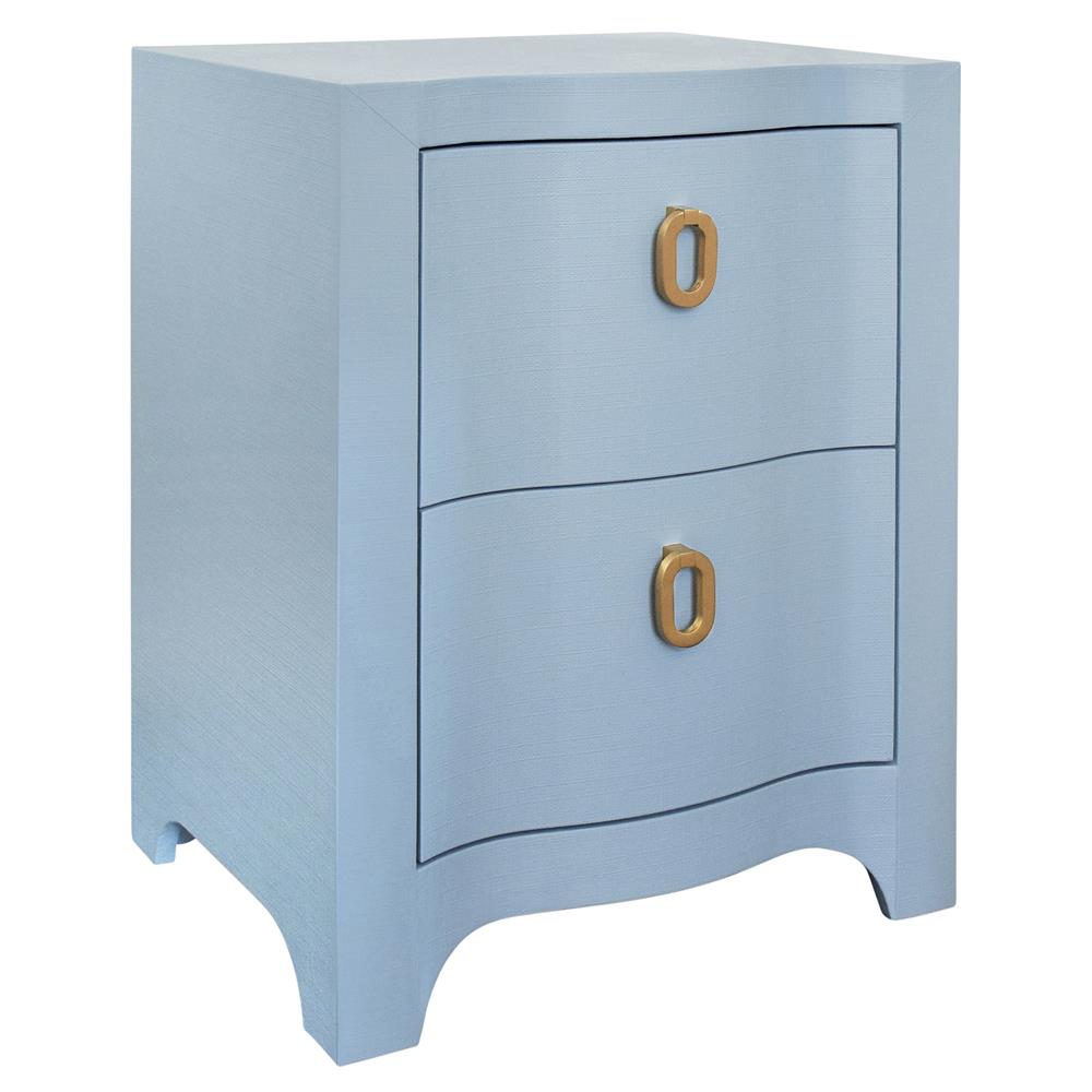 Worlds Away Helena Modern Classic Light Blue Linen Nightstand