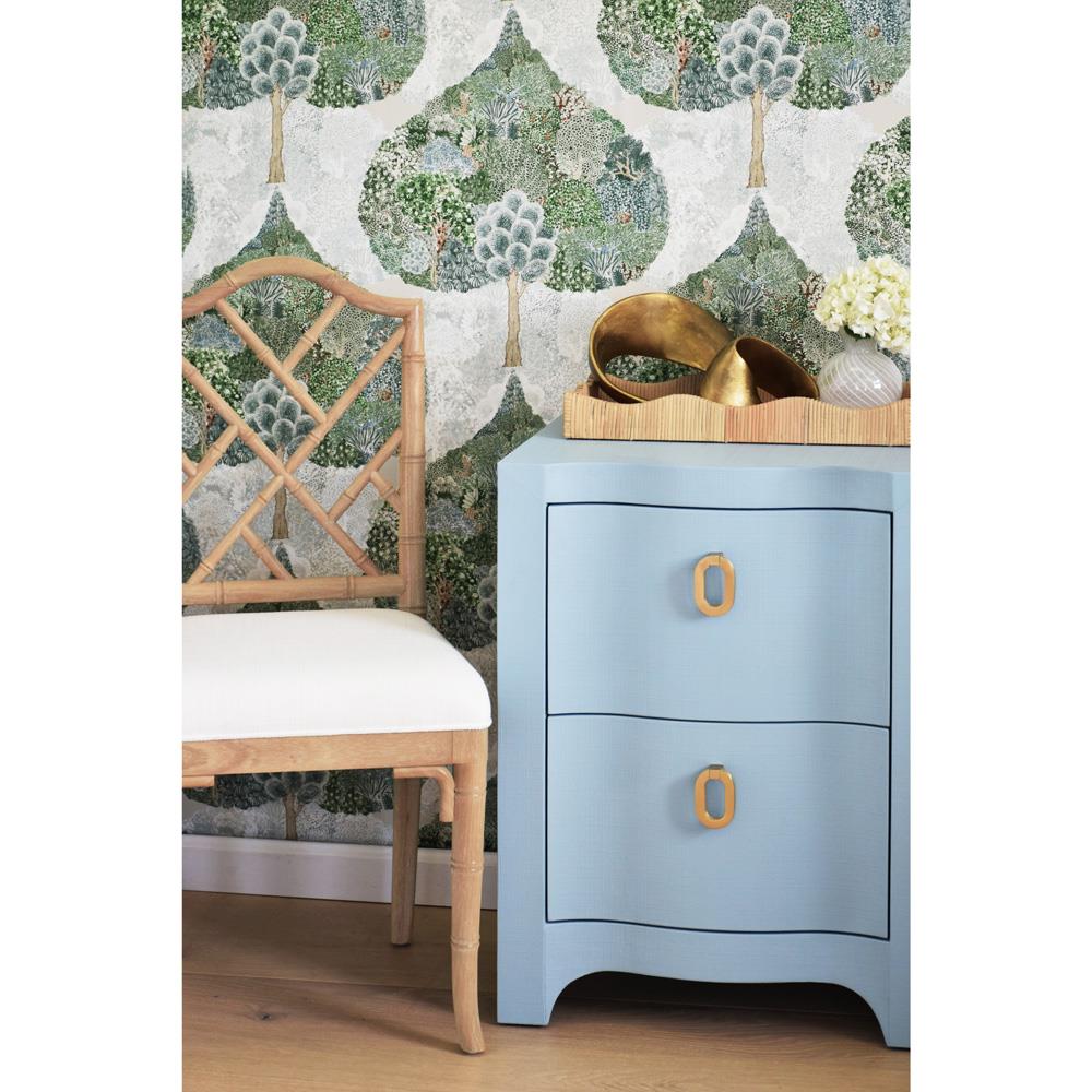 Worlds Away Helena Modern Classic Light Blue Linen Nightstand