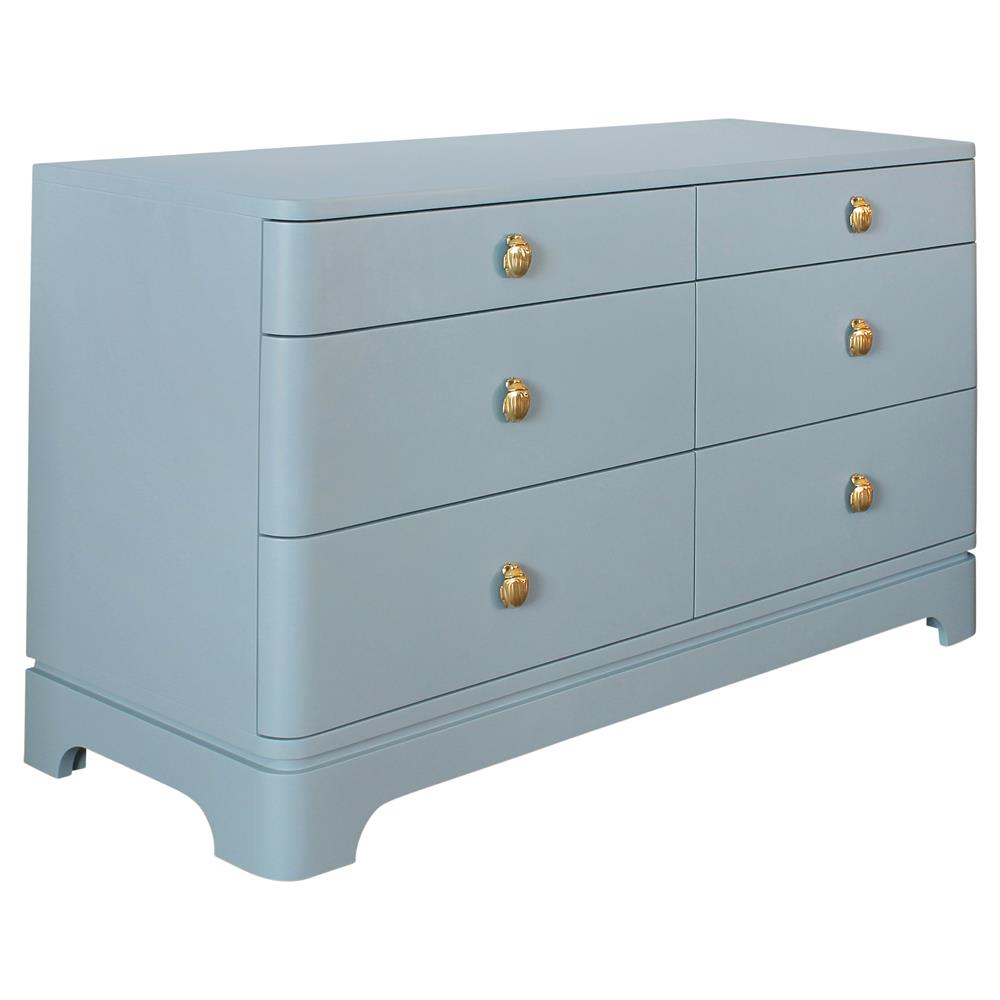 Worlds Away Kilmer Modern Classic Light Blue Double Dresser | Kathy Kuo Home