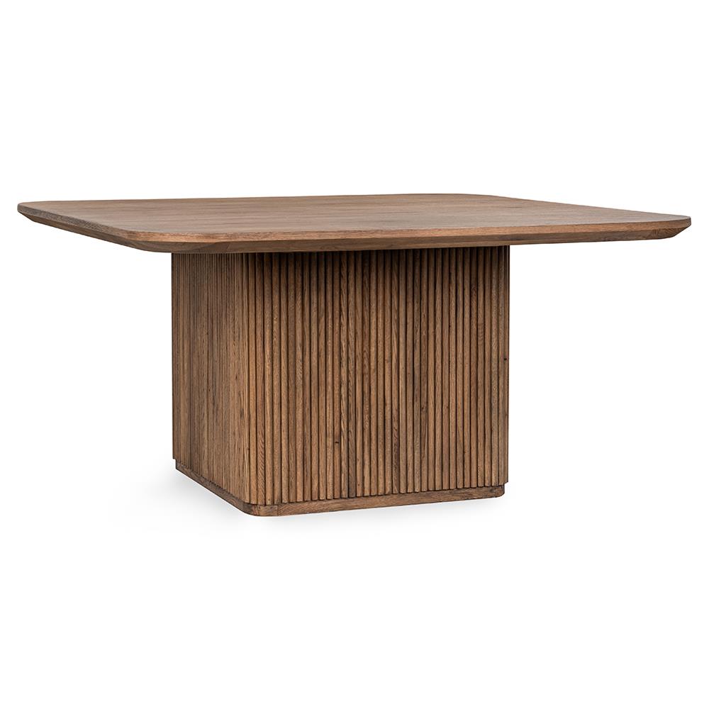 Velle Coastal Beach Brown Oak Square Dining Table - 60"|