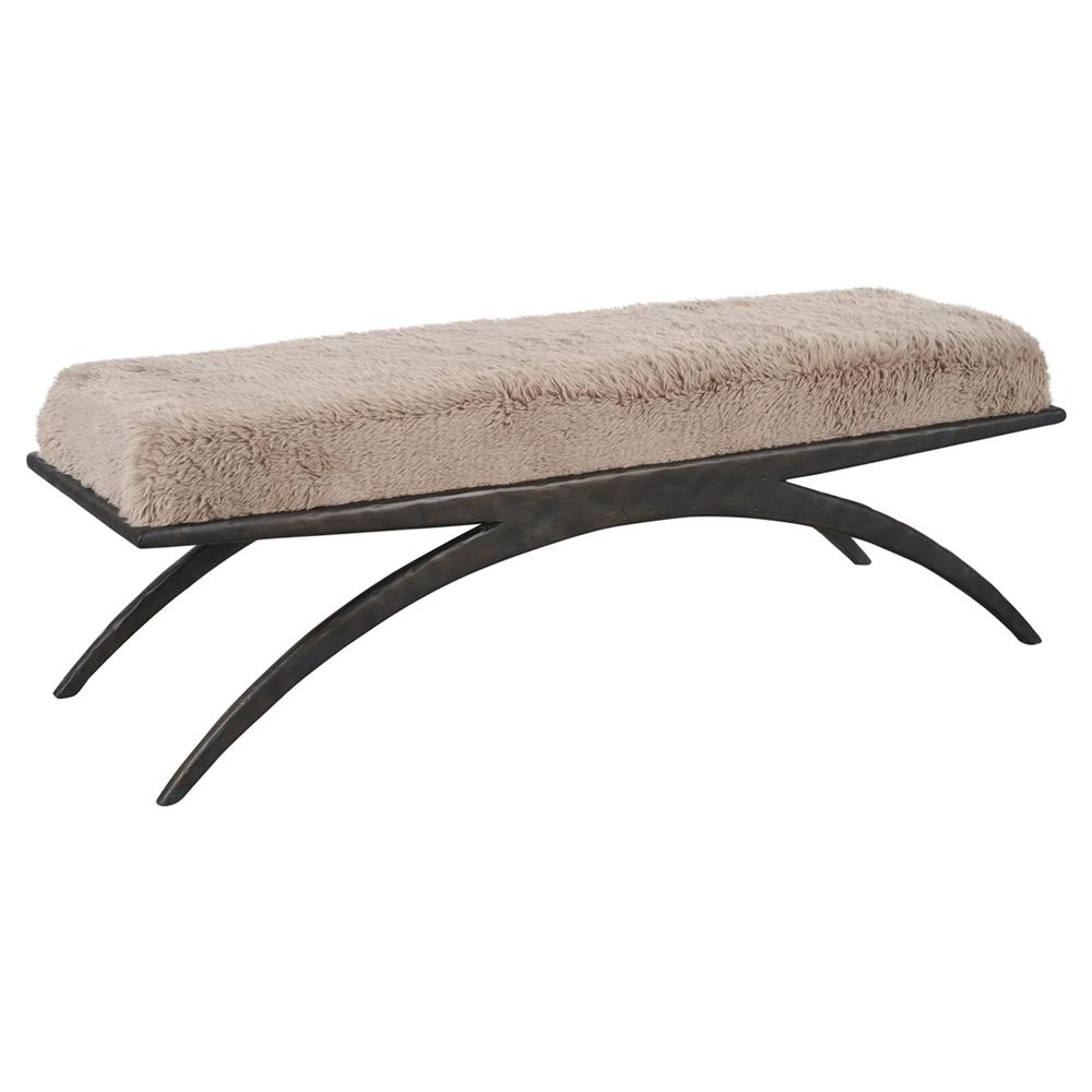 Aurora Modern Classic Brown Fur Bronze Metal Bedroom Bench Standard (45 ...