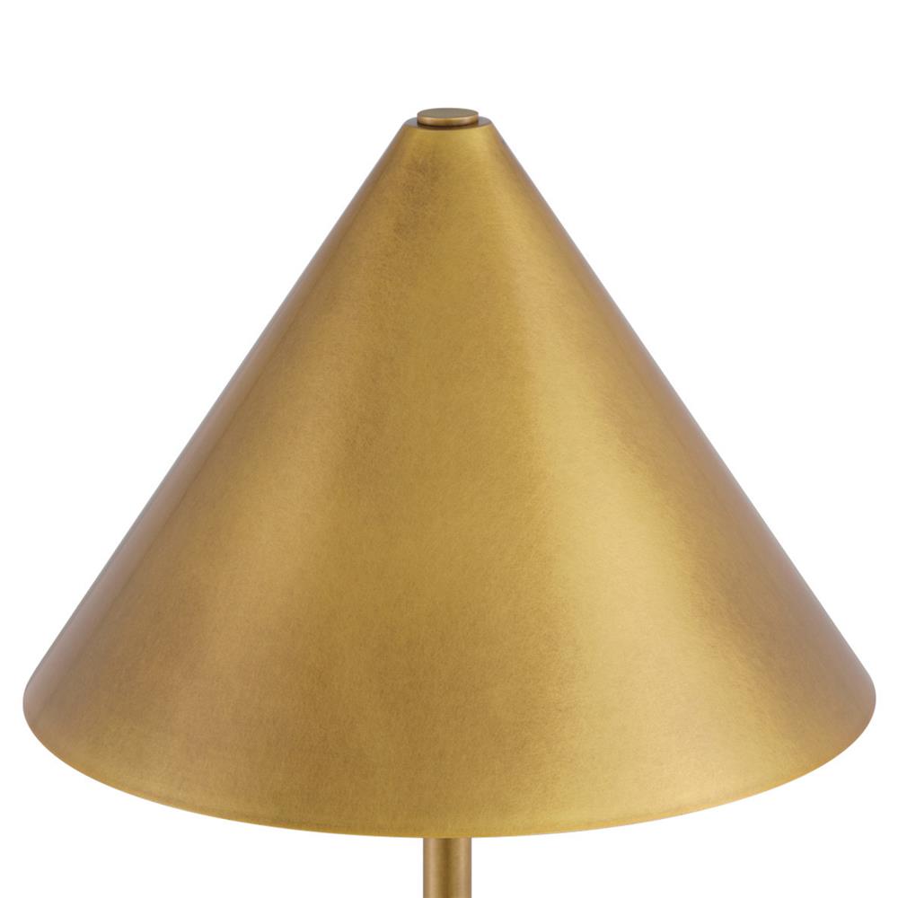 Jules Mid Century Antique Brass Green Marble Cordless Table Lamp|