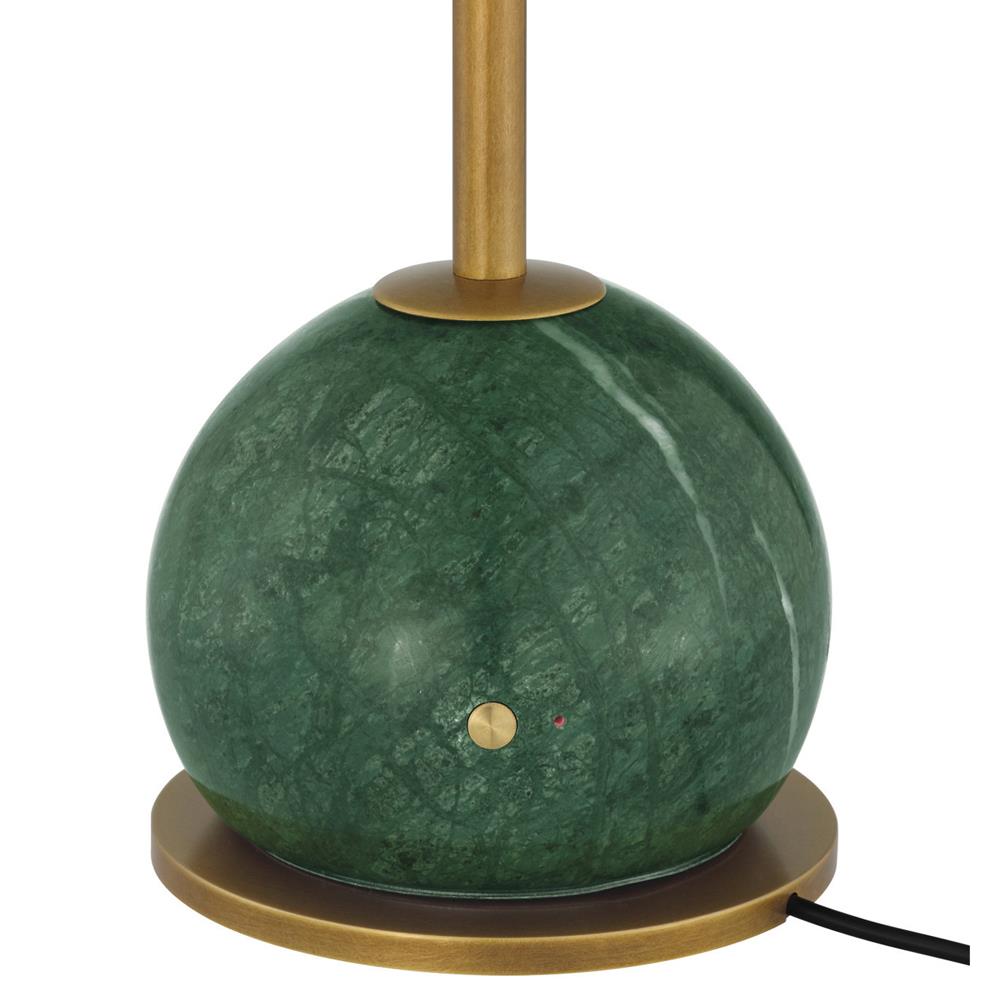 Jules Mid Century Antique Brass Green Marble Cordless Table Lamp|