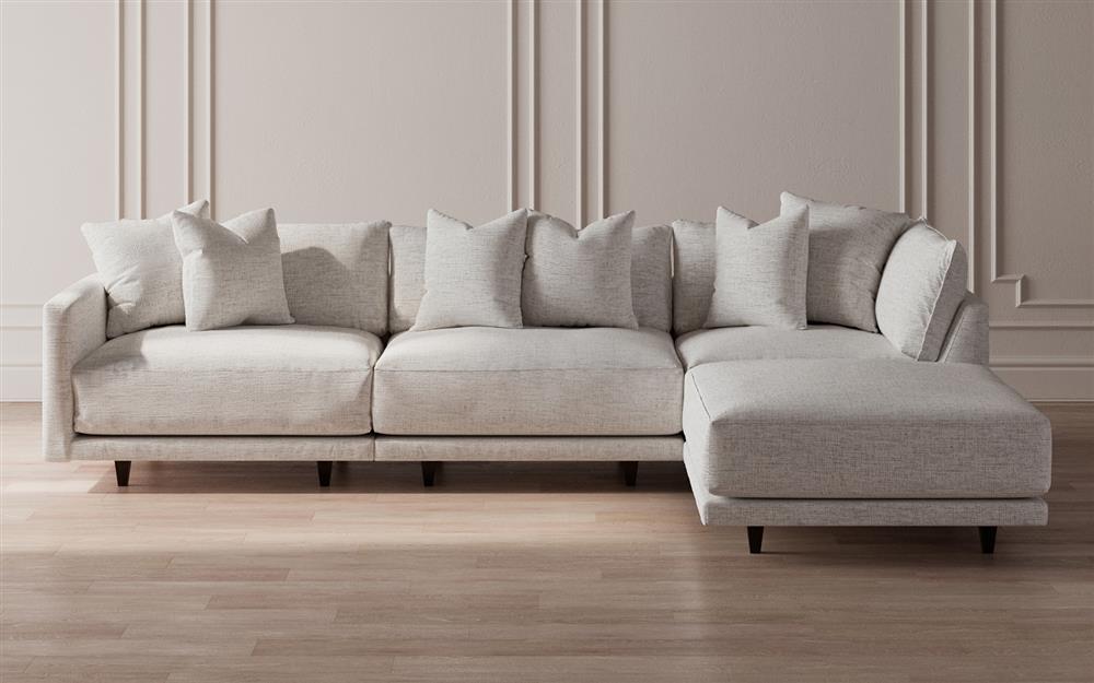 Toulouse Heathered Ivory Performance Modular 4-Piece Chaise Sectional - Right Chaise - 129"|