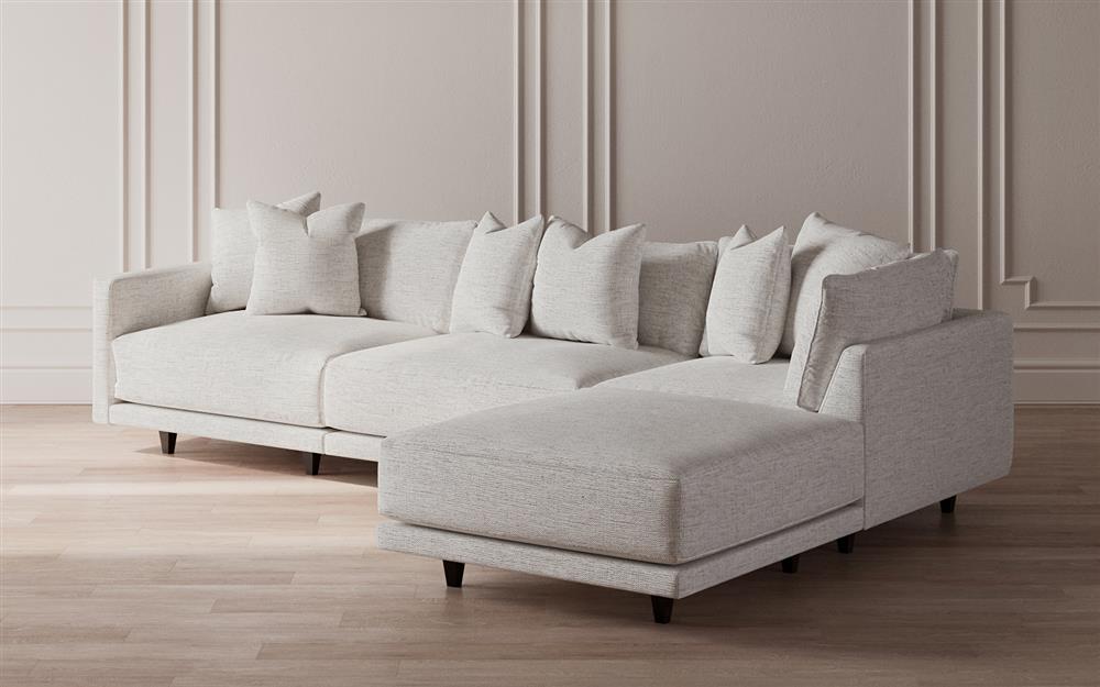 Toulouse Heathered Ivory Performance Modular 4-Piece Chaise Sectional - Right Chaise - 129"|