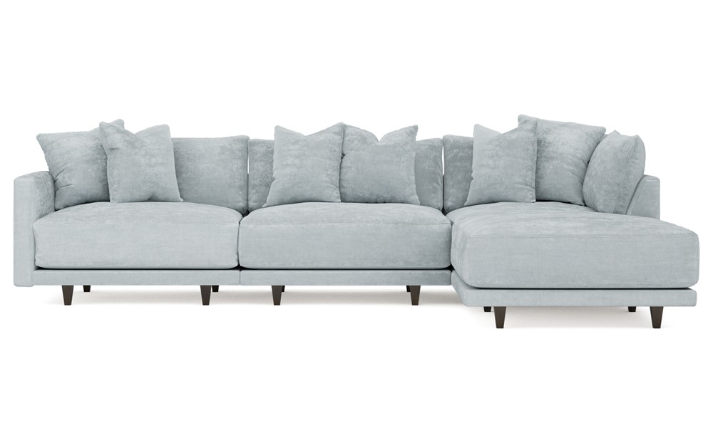 Toulouse Pale Blue Modular 4-Piece Chaise Sectional - Right Chaise - 129