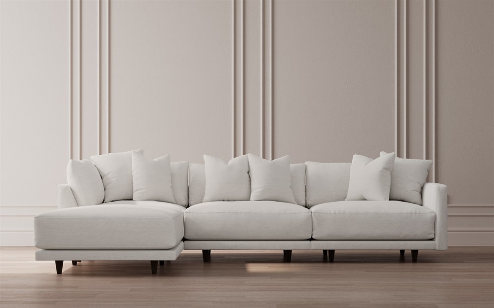 Toulouse Heathered Ivory Performance Modular 4-Piece Chaise Sectional - Left Chaise - 129&quot;|