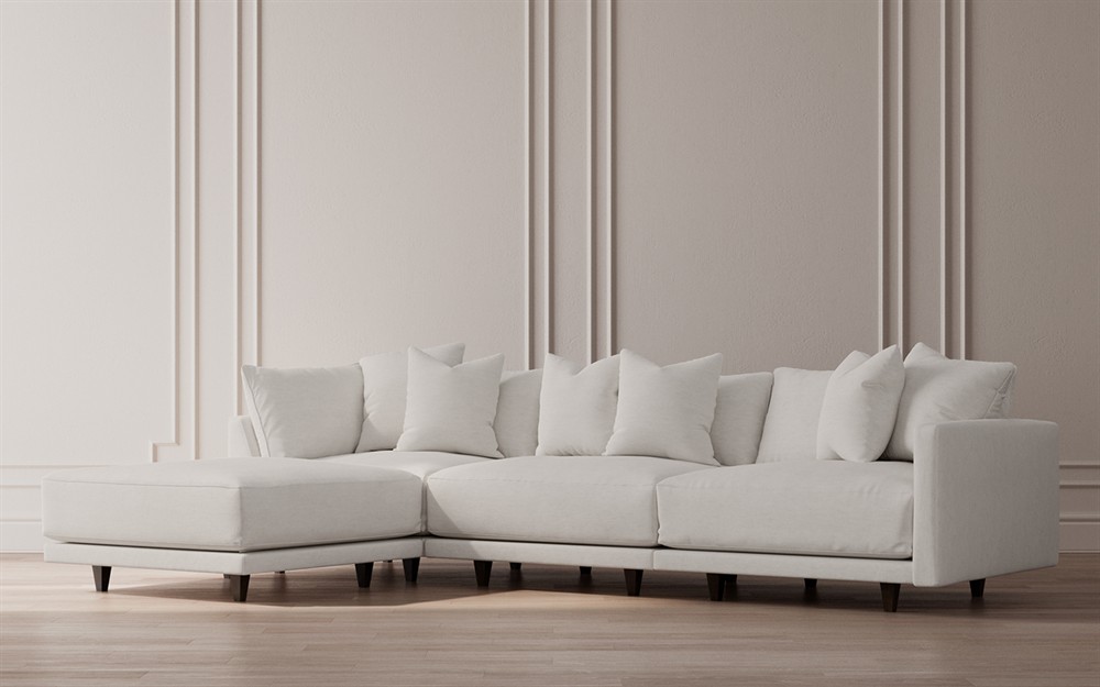 Toulouse Heathered Ivory Performance Modular 4-Piece Chaise Sectional - Left Chaise - 129&quot;|