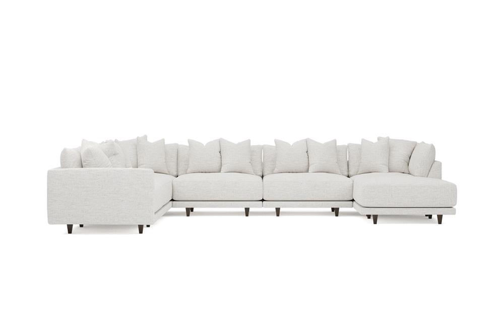 Toulouse Heathered Ivory Performance Modular 7-Piece Corner Sectional With Ottoman - Right End - 166&quot;|