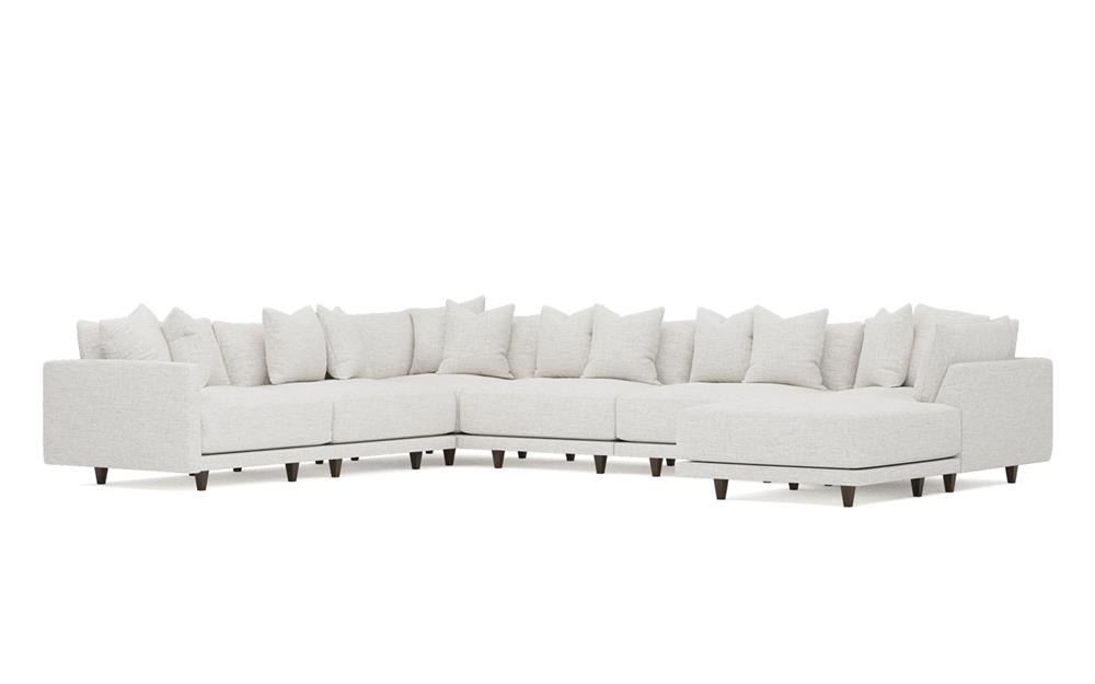 Toulouse Heathered Ivory Performance Modular 7-Piece Corner Sectional With Ottoman - Right End - 166&quot;|