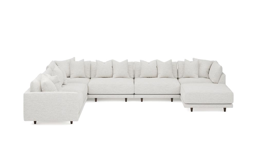 Toulouse Heathered Ivory Performance Modular 7-Piece Corner Sectional With Ottoman - Right End - 166&quot;|