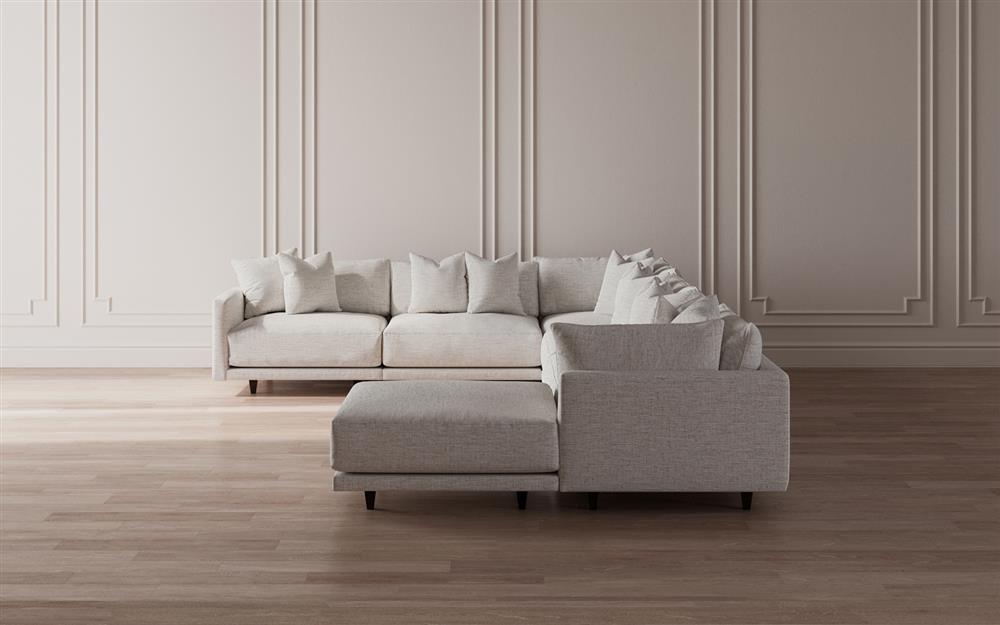 Toulouse Heathered Ivory Performance Modular 7-Piece Corner Sectional With Ottoman - Right End - 166&quot;|