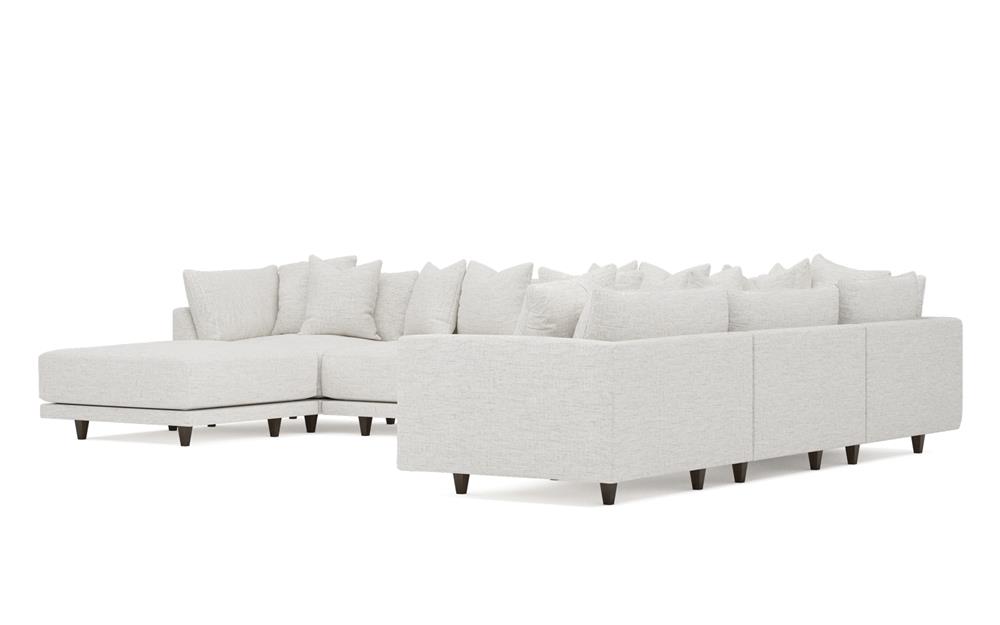 Toulouse Heathered Ivory Performance Modular 7-Piece Corner Sectional With Ottoman - Left End - 166&quot;|