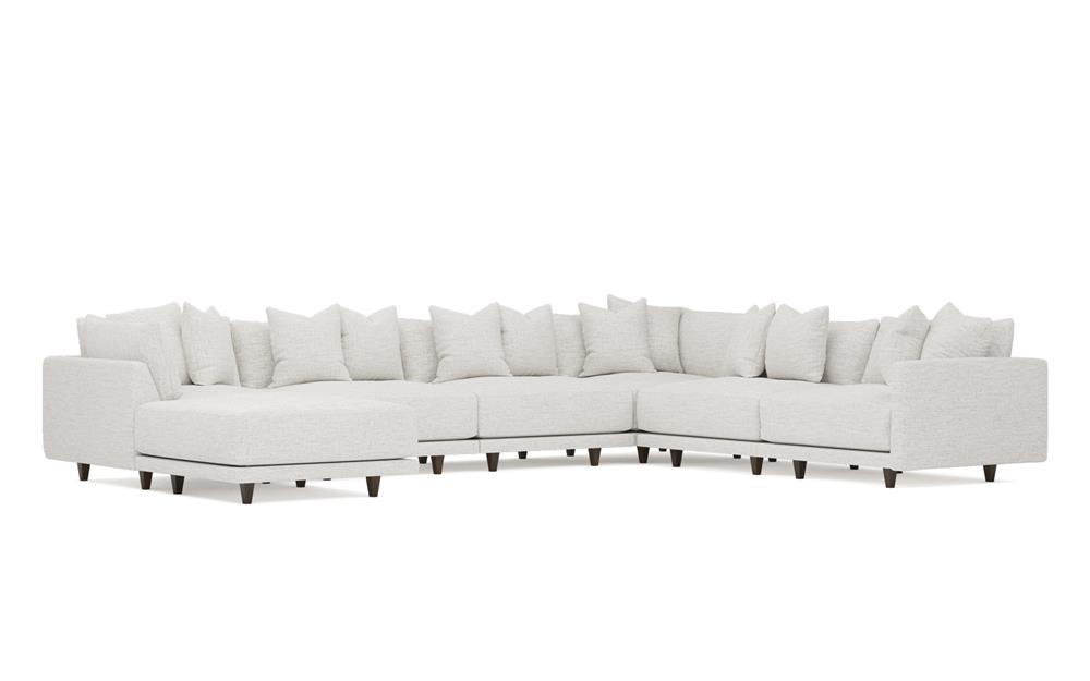 Toulouse Heathered Ivory Performance Modular 7-Piece Corner Sectional With Ottoman - Left End - 166&quot;|
